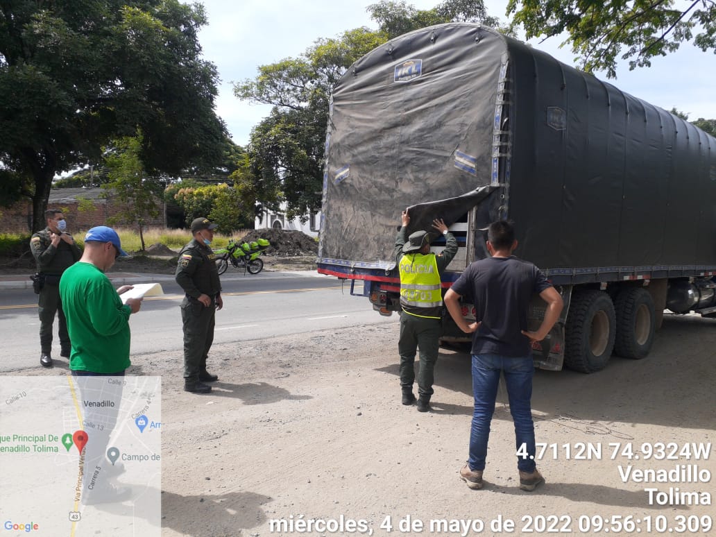En Operativo de control y Vigilancia en eje vial de Venadillo, Cortolima y Policía Nacional incautaron madera ilegal